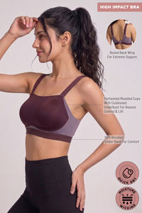 Zelocity High Impact Quick Dry Padded Sports Bra - Fig — thumbnail 7