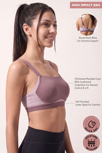 Zelocity High Impact Quick Dry Padded Sports Bra - Flint — thumbnail 7