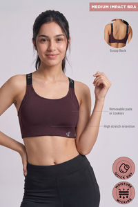 Zelocity Medium Impact Sports Bra - Fig — thumbnail 6