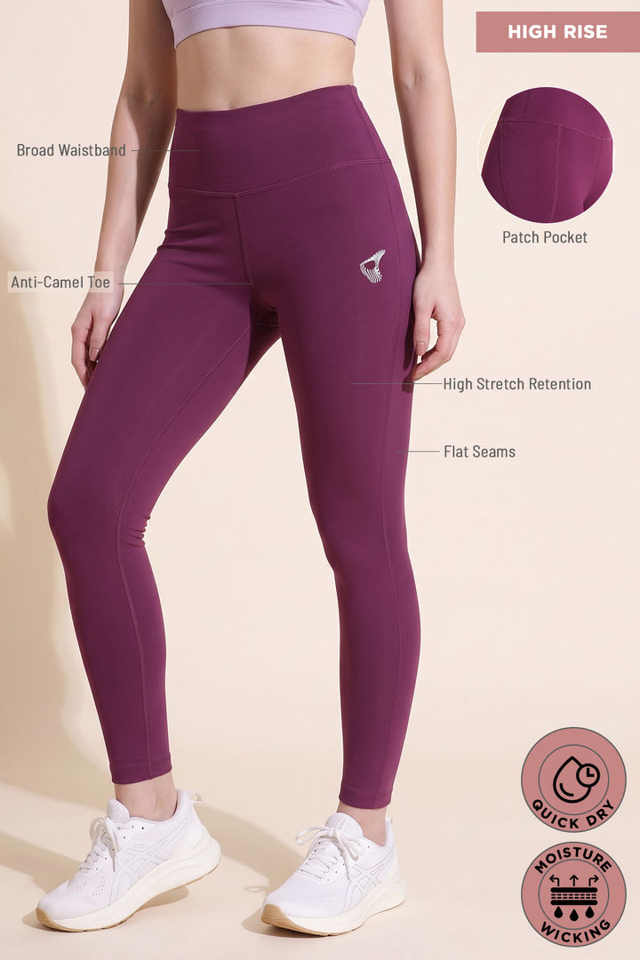 Zelocity Quick Dry Gym Leggings - Dark Purple — image 7