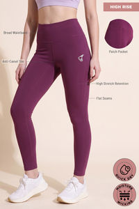 Zelocity Quick Dry Gym Leggings - Dark Purple — thumbnail 7