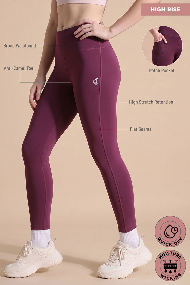 Zelocity Quick Dry Gym Leggings - Damson — image 6