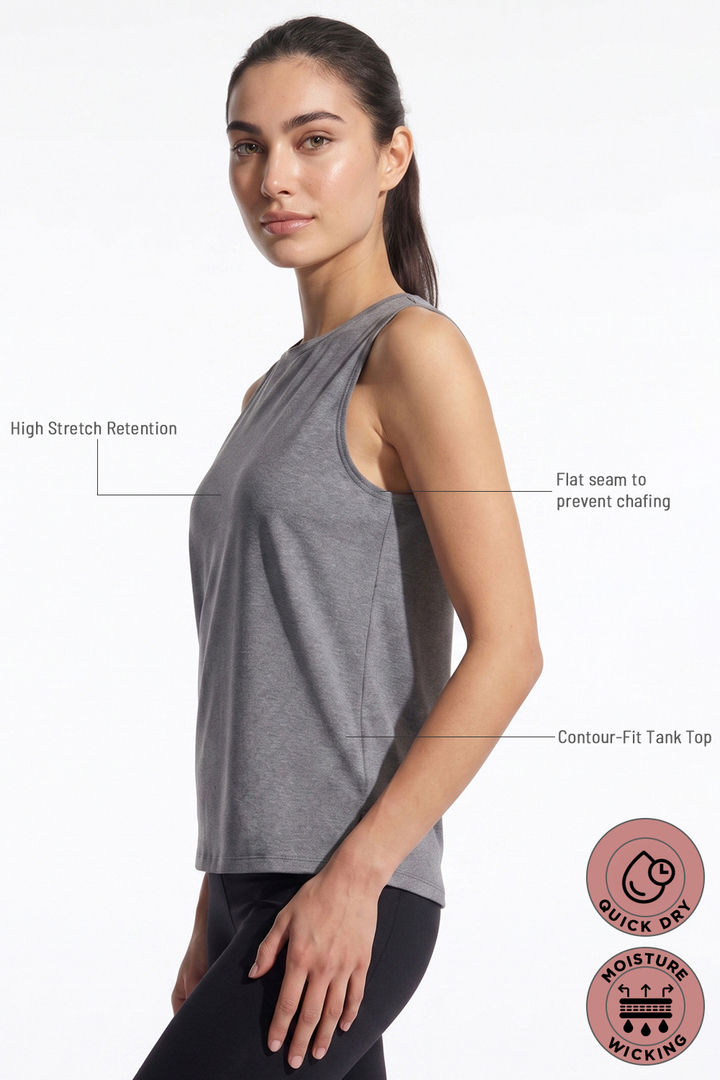 Zelocity Quick Dry Relaxed Tank Top - Grey — image 6
