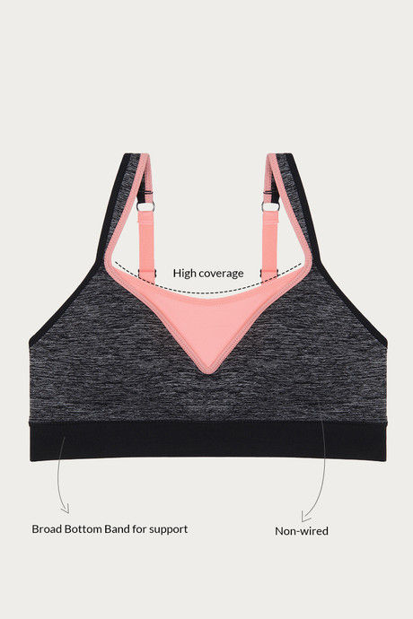 Zelocity Padded Sports Bra- Grey And Black — image 7