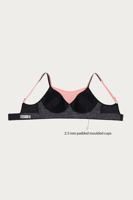 Zelocity Padded Sports Bra- Grey And Black — image 9