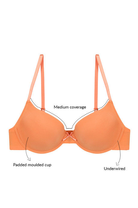 

Zivame Smooth Fit Medium Coverage Wired T shirt Bra Tangerine Orange, Oranges