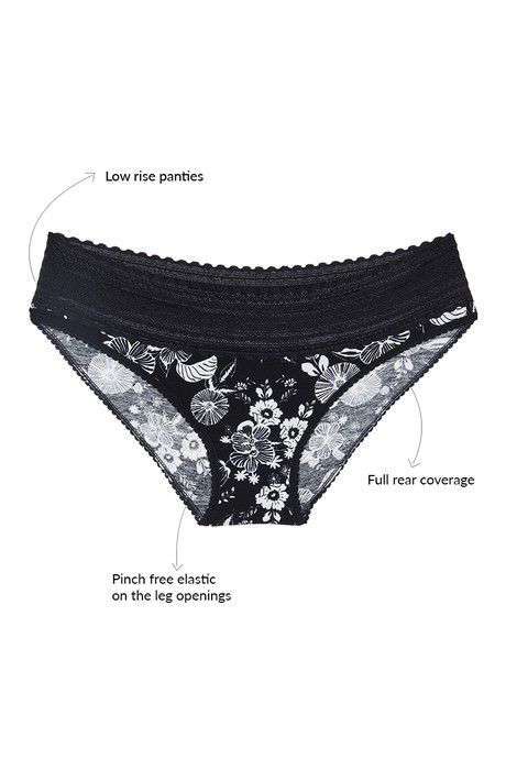 Zivame Super Soft Lace Kissed Hipster Panty- Black Floral Art — image 5