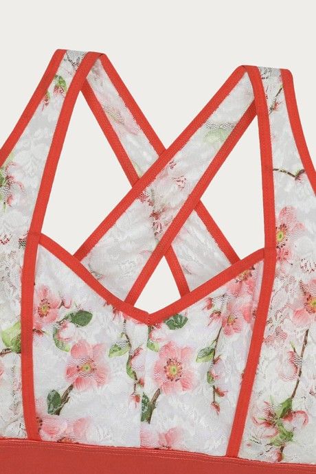Zivame Floral Double Layered Non Wired Medium Coverage Bralette -Pink Green Pt — image 9