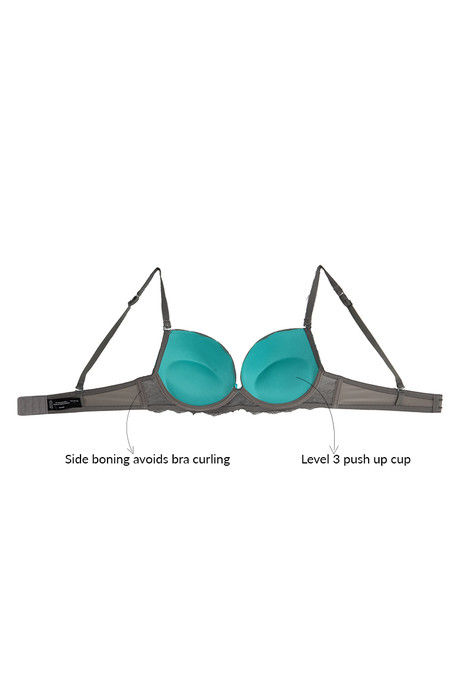 Zivame Cuppa Contrast Push Up Wired Low Coverage Bra-Grey — image 8