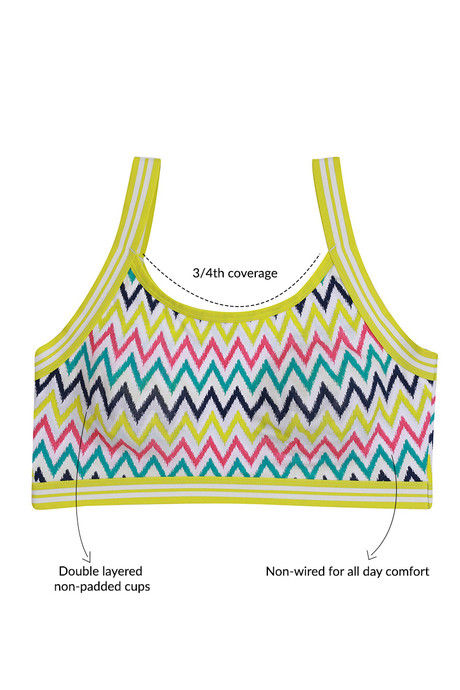 Zivame Whimsical Double Layered Non Wired Medium Coverage Bralette -Multi Chevron Print — image 5