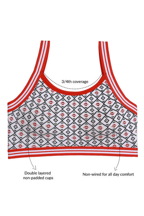 Zivame Whimsical Double Layered Non Wired 3/4th Coverage Bralette -Blue Red Abstract Pt — image 5