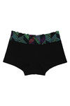 Zivame All Lace Emblishment Mid Waist Boyshorts- White N Black — thumbnail 6