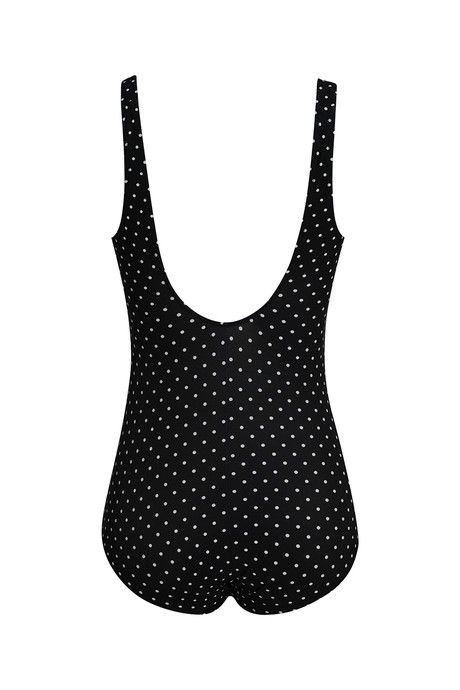 Zivame Super Smooth Polka Dots Scoop Neck Swimsuit- Black Ivory — image 7