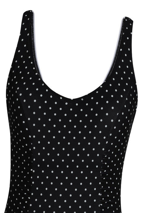 Zivame Super Smooth Polka Dots Scoop Neck Swimsuit- Black Ivory — image 8