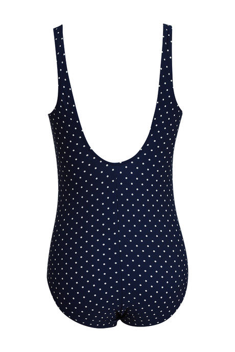Zivame Super Smooth Polka Dots Scoop Neck Swimsuit- Blue Ivory — image 7