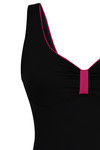 Zivame Super Smooth Scooped Neck Swimsuit - Black Pink — thumbnail 8