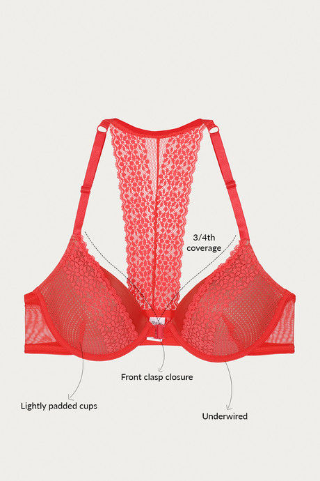 Zivame Moroccan Lace Padded Wired 3/4th Coverage Pretty Back Bra - Bittersweet — image 7