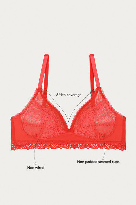 Zivame Moroccan Lace Double Layered Non Wired 3/4th Coverage Lace Bra - Bittersweet — image 5