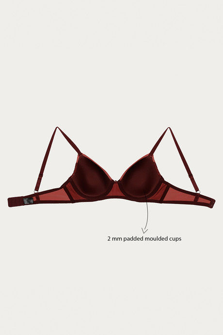 Zivame Moroccan Lace Padded Wired 3/4th Coverage T-Shirt Bra - Dusty Cedar — image 9