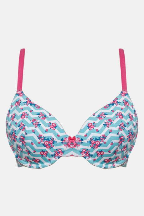 Zivame Whimsical Padded Wired 3/4th Coverage T-Shirt Bra - Floral Chevron Print — image 5