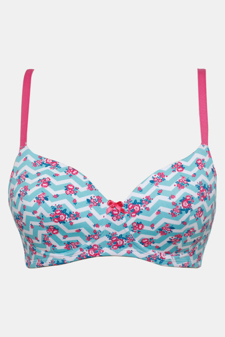 Zivame Whimsical Padded Non Wired 3/4th Coverage T-Shirt Bra - Floral Chevron Print — image 5