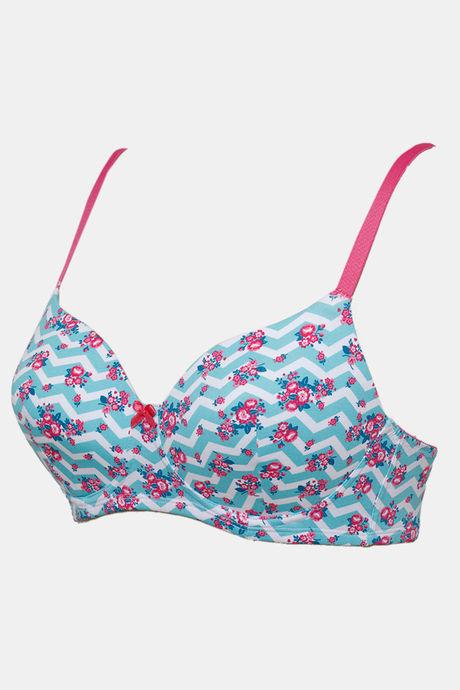 Zivame Whimsical Padded Non Wired 3/4th Coverage T-Shirt Bra - Floral Chevron Print — image 7
