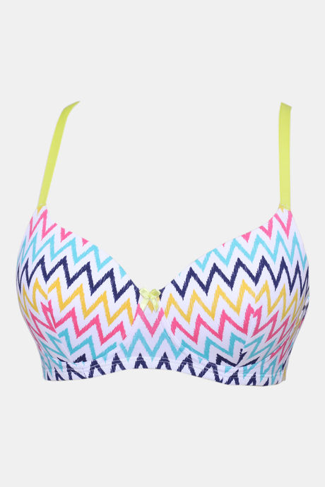 Zivame Whimsical Print Padded Non Wired 3/4th Coverage T-Shirt Bra - Multi Chevron Print — image 5
