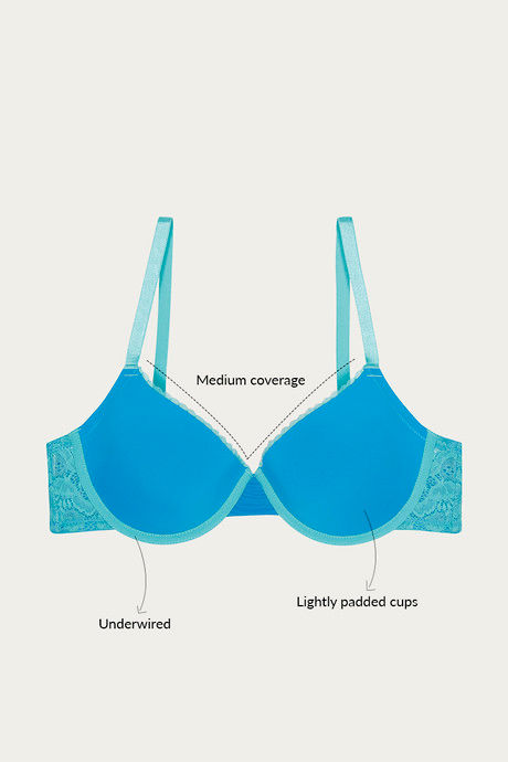 

Zivame Padded Wired T Shirt Bra Blue N Green, Greens