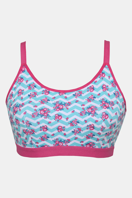 Zivame Whimsical Double Layered Non Wired Full Coverage Bralette - Floral Chevron — image 6