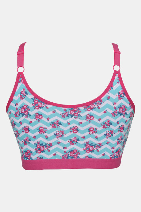 Zivame Whimsical Double Layered Non Wired Full Coverage Bralette - Floral Chevron — image 7