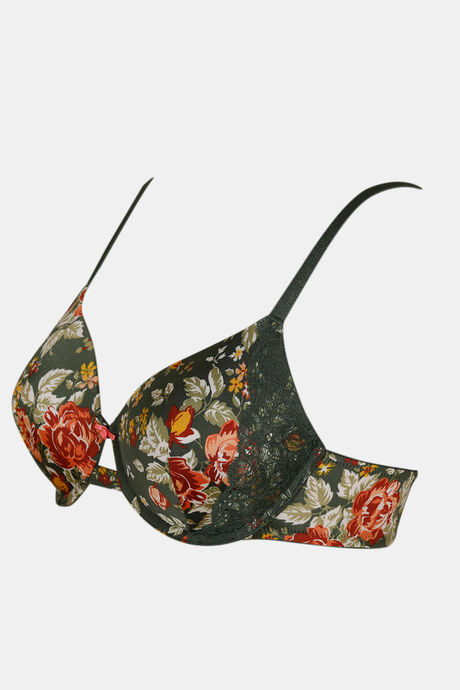 Zivame Bloom Padded Wired 3/4th Coverage T-Shirt Bra - Green Floral — image 6