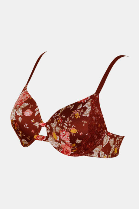 Zivame Bloom Padded Wired 3/4Th Coverage T-Shirt Bra - Red Floral — image 7