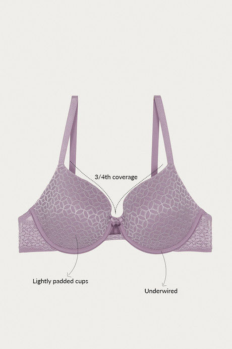 Zivame Moroccan Lace Padded Wired 3/4th Coverage Lace Bra - Valerian — image 5