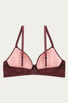 Zivame Moroccan Lace Padded Non Wired 3/4th Coverage Lace Bra - Zinfandel — thumbnail 6