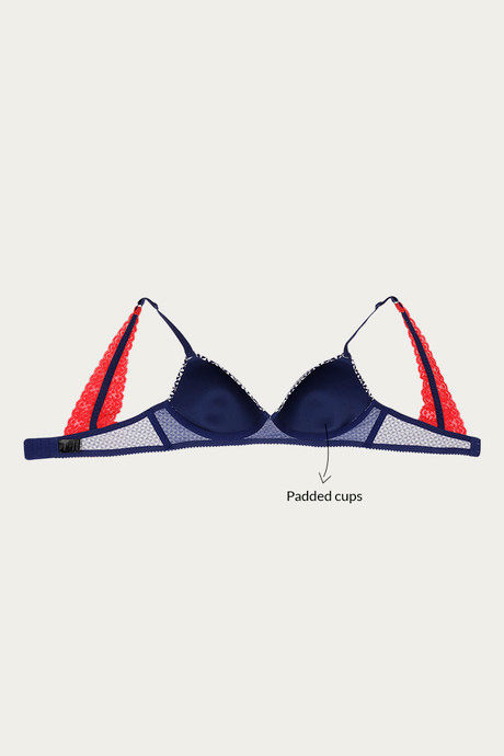 Zivame Moroccan Lace Padded Non Wired 3/4th Coverage T-Shirt Bra - Blue Depths — image 9