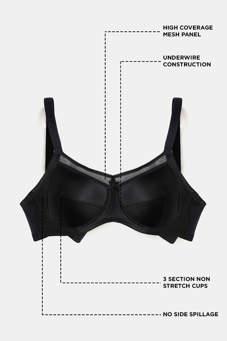 Zivame True Curv Double Layered Wired Full Coverage Super Support Bra - Black — image 6