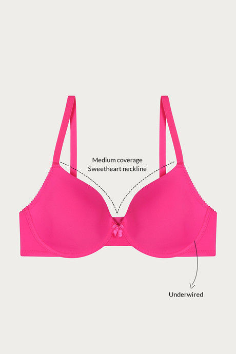 

Zivame Flirty Pop Clean Finish Underwired Bra Fuchsia, Pinks