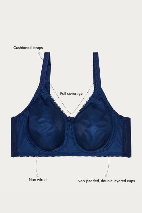 

Zivame True Curv Double Layered Wirefree Bra Navy, Blues