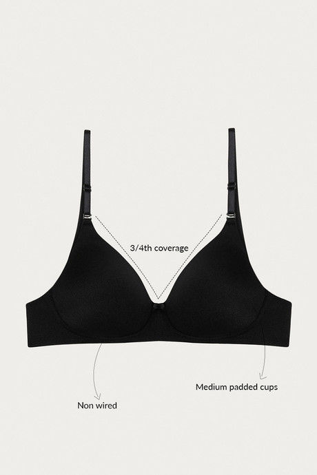 

Zivame Padded Wirefree Transparent Back Multiway Bra Black, Blacks