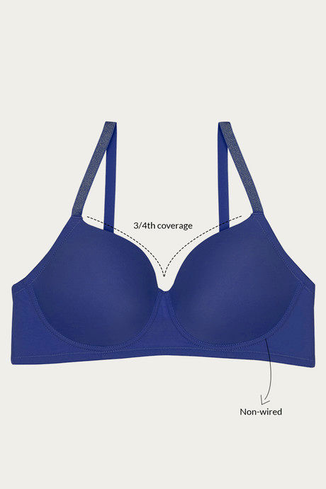 

Zivame Glitter Straps Radiance Smooth Padded T Shirt Bra Navy, Blues