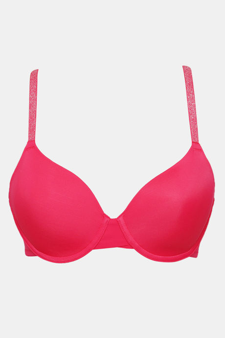 Zivame Glitter Straps Padded Wired 3/4th Coverage T-Shirt Bra - Dk Pink — image 5