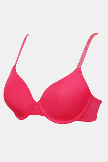 Zivame Glitter Straps Padded Wired 3/4th Coverage T-Shirt Bra - Dk Pink — image 7