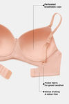 Zivame Breeze Padded Non Wired 3/4Th Coverage T-Shirt Bra - Salmon — thumbnail 7