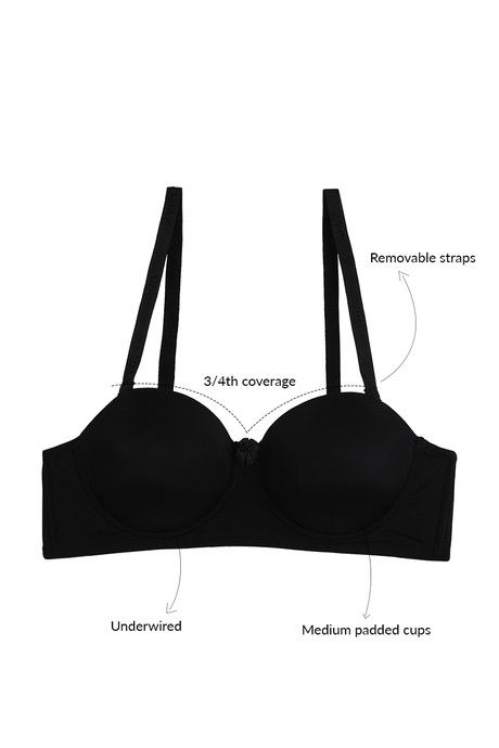 

Zivame Smooth Finish Underwired Strapless Bra Black, Blacks