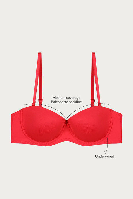 Zivame Padded Wired Medium Coverage Strapless Bra - Red — image 5