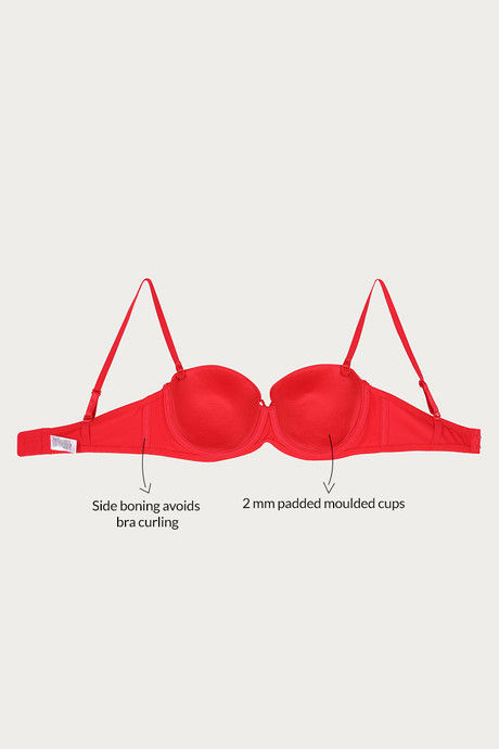 Zivame Padded Wired Medium Coverage Strapless Bra - Red — image 7