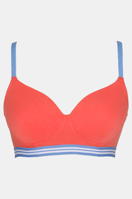 

Zivame Sporty Twist Padded Wirefree T shirt Bra Coral, Pinks