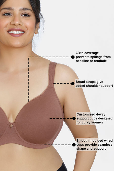 Zivame True Curv Padded Wired 3/4Th Coverage T-Shirt Bra - Nutmeg — image 5
