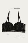 Zivame Push-Up Wired Medium Coverage Strapless Bra - Black — thumbnail 6