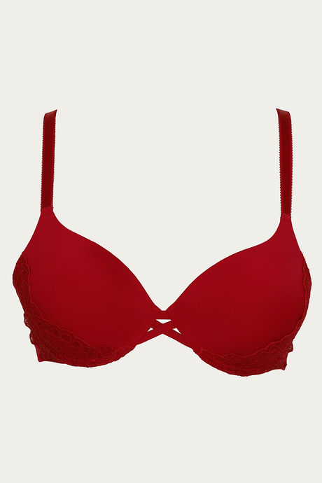 Zivame Luxe Lace Push-Up Wired Medium Coverage T-Shirt Bra - Cerise — image 6